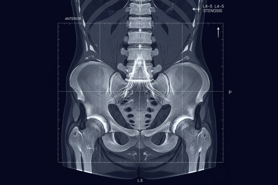 Visual of spinal stenosis showing narrowed canal in lumbar spine