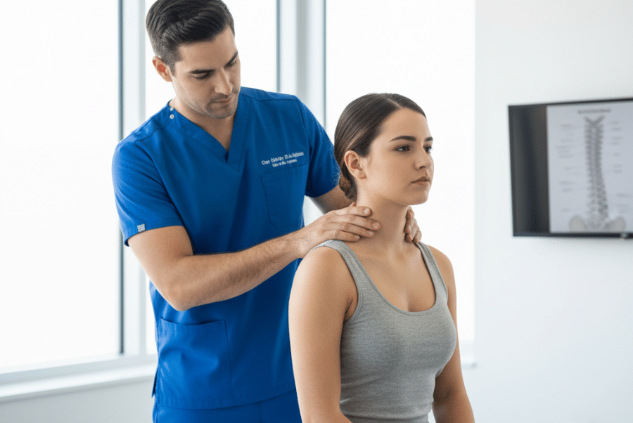 Chiropractor in Yorktown VA evaluating spinal injury from sports or car accident