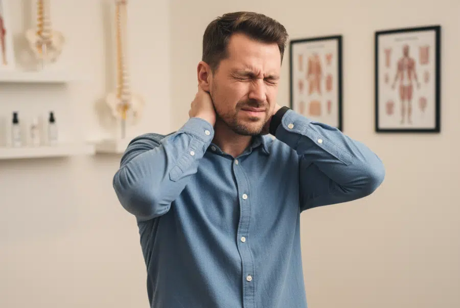 man with headache and neck pain after car accident in Yorktown