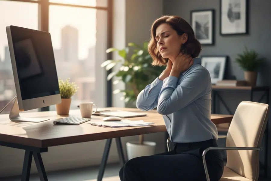 office worker in Yorktown VA with neck stiffness after accident