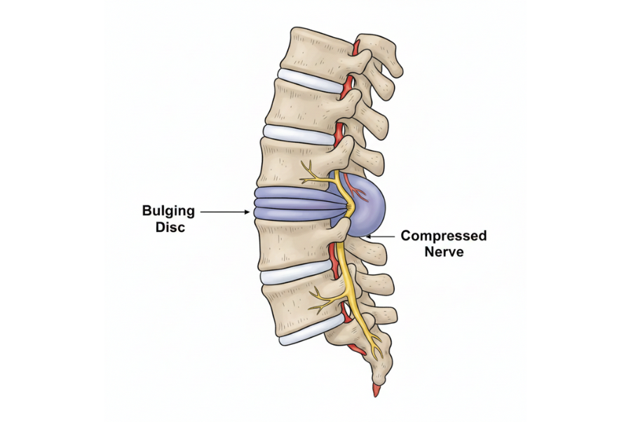 Herniated disc causing nerve pressure treated by a chiropractor for back conditions in Yorktown VA