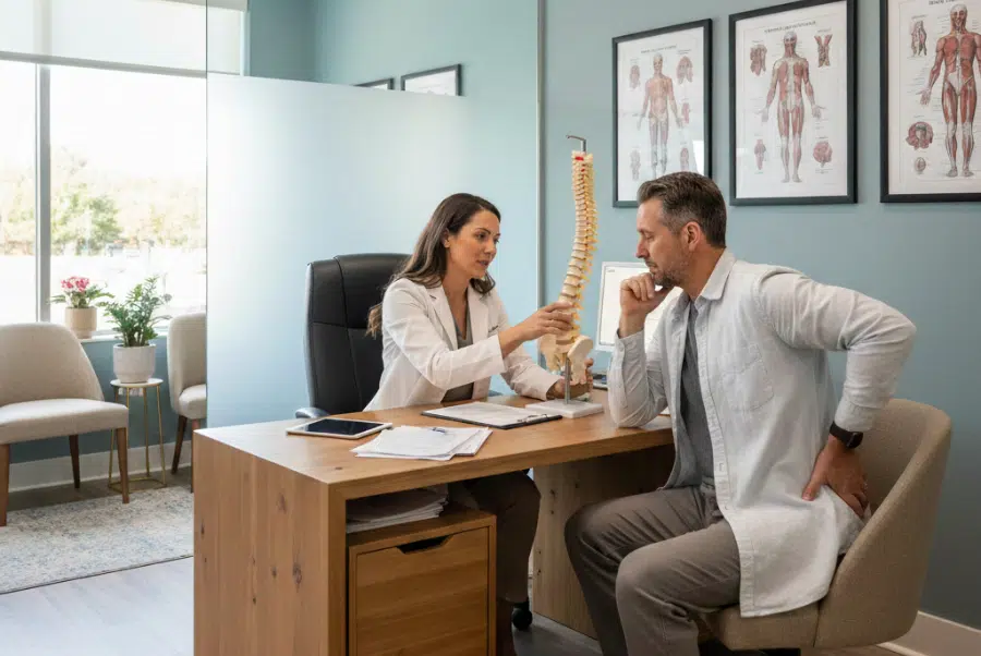 Natural pain relief chiropractic consultation in Yorktown VA clinic