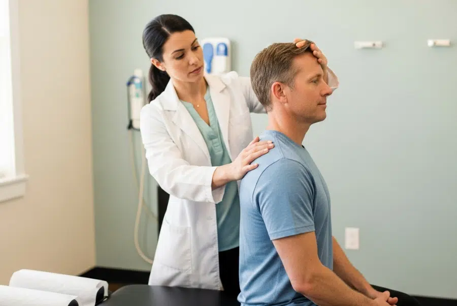 Upper back stiffness contributing to neck pain treated by chiropractors Yorktown VA