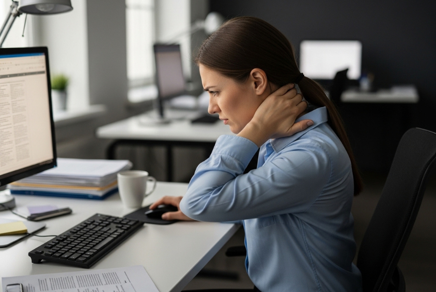 neck pain from poor posture office worker Yorktown VA