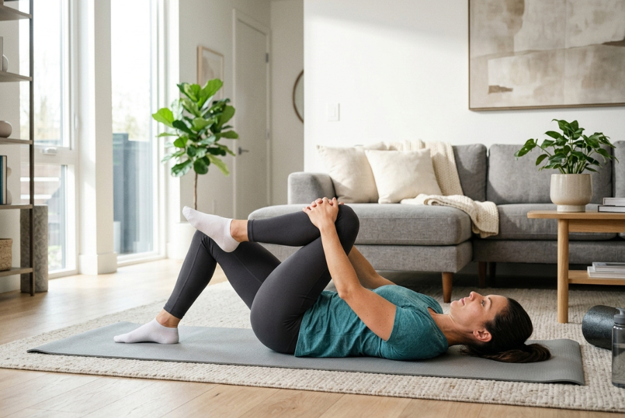 Athlete performing exercises for sciatica relief to reduce lower back and leg pain