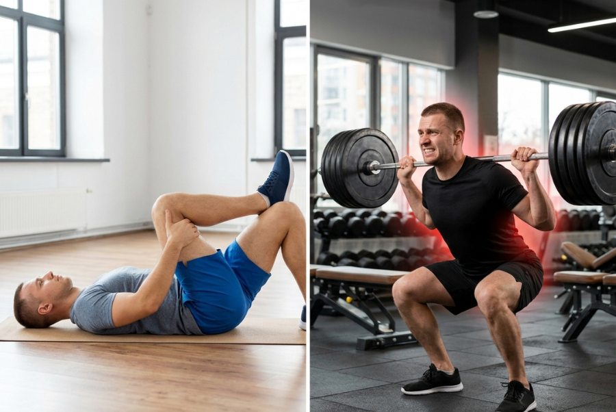 Safe and unsafe exercises during a sciatica flare-up explained visually